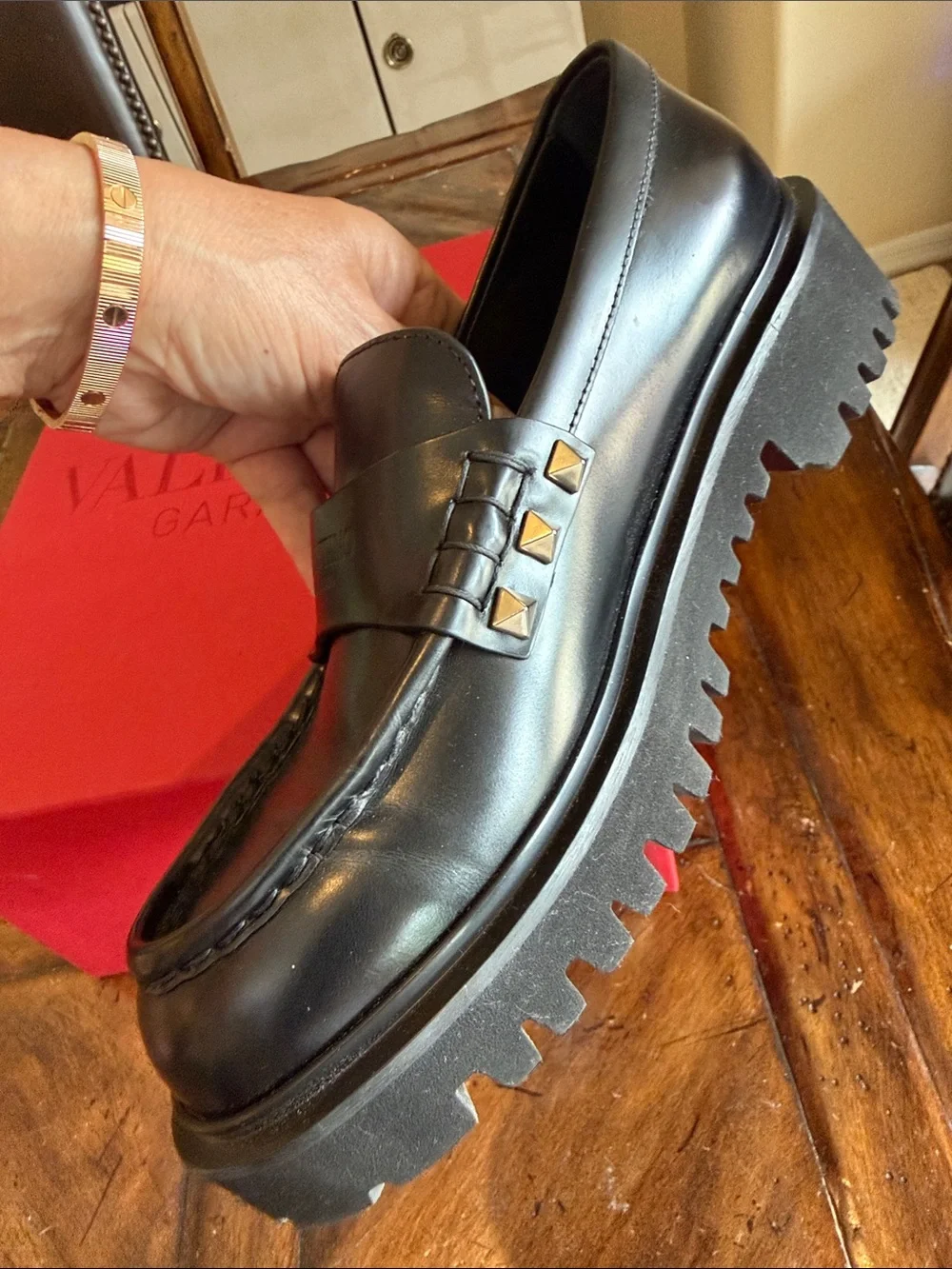Valentino Garavani Black Studded Loafers